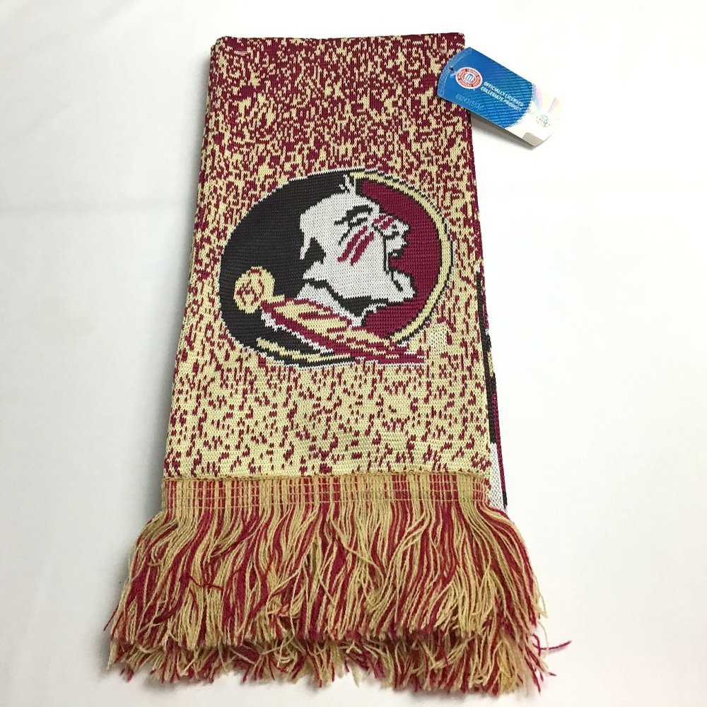 Florida State FSU Unisex Officially Lic NCAA Garnet & Gold Mascot Logo Scarf